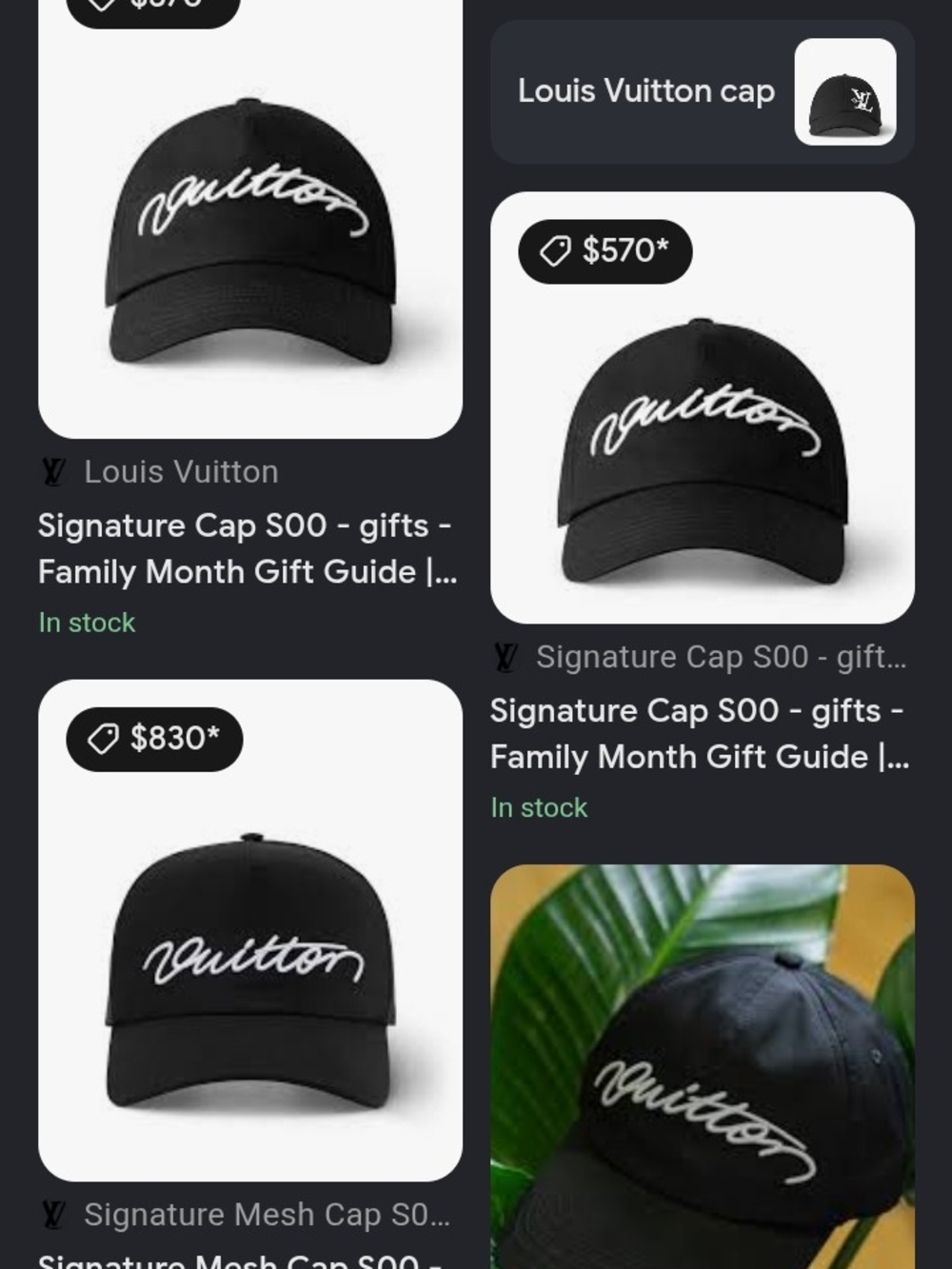 Louis Vuitton Black Cap with White Script Logo